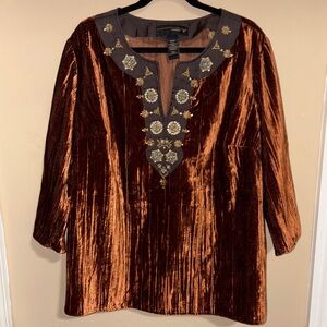 Venezia Copper Velvet Tunic with Embellished Neckline 18/20
